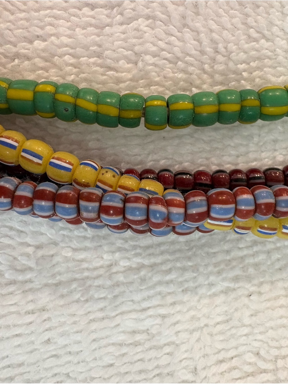 Multicolor Seed Bead Layered Necklace - Green, Yellow, Maroon - Picture 3 of 4